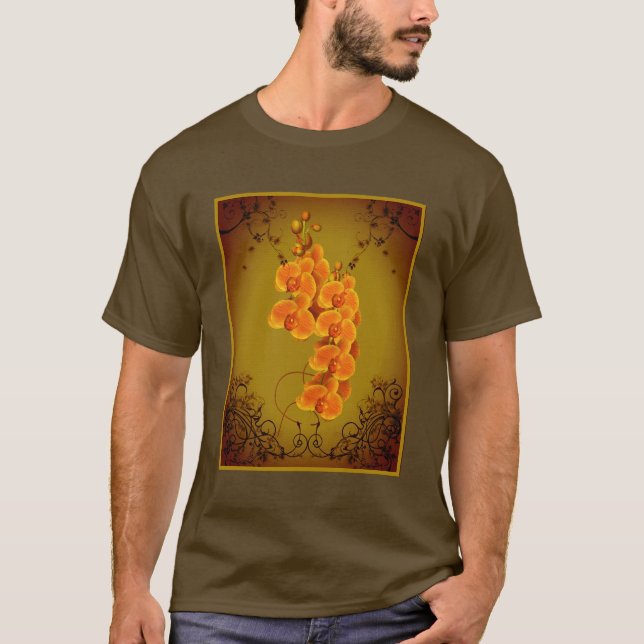 Camiseta Orquídeas ouros Arte Floral (Frente)