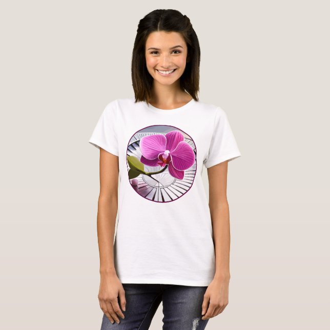 Camiseta Orquídeas Rosa Expectativas em Prata (Frente Completa)