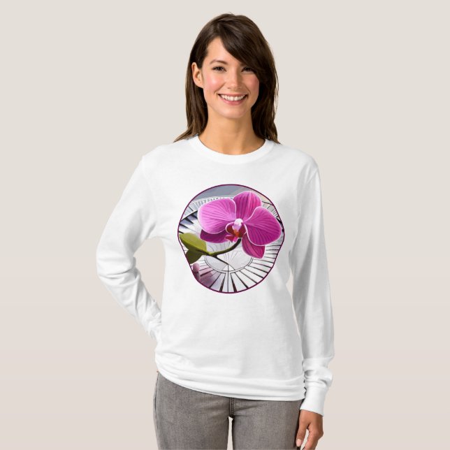 Camiseta Orquídeas Rosa Expectativas em Prata (Frente Completa)