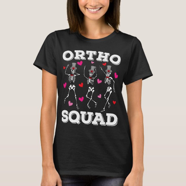 Camiseta Orthad Squad Dancing Skeleton Namorados Mulheres (Frente)