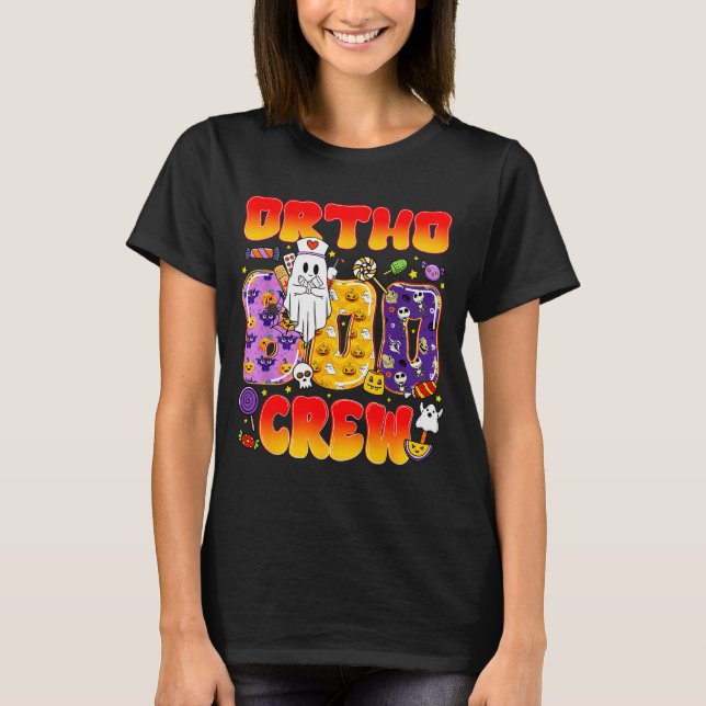 Camiseta Ortho Boo Crew Ortho Nurse Funny Halloween  (Frente)