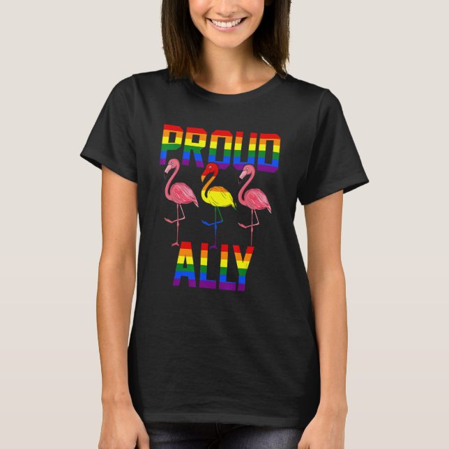 Camiseta Ortod Ally Cute Lgbt Flag Flamingos Orud Lgbt (Frente)