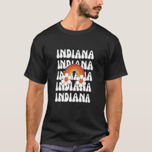Camiseta Ortod Home é Indiana IN EUA City Retro Rainbow Le