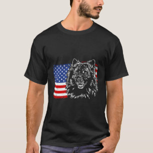 Camiseta Orud Keeshond American Flag Patriotic Dog Gift