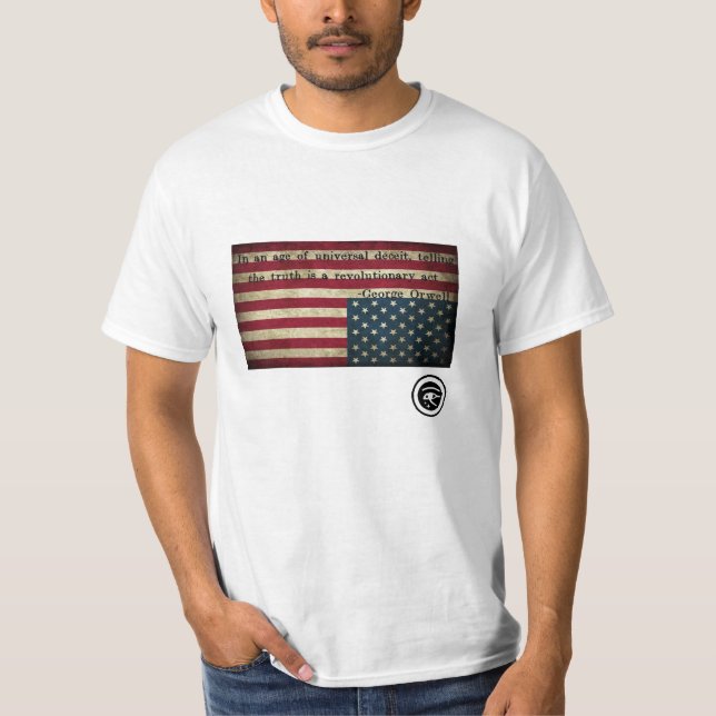 Camiseta Orwell 1984: Em uma idade do engano universal (Frente)