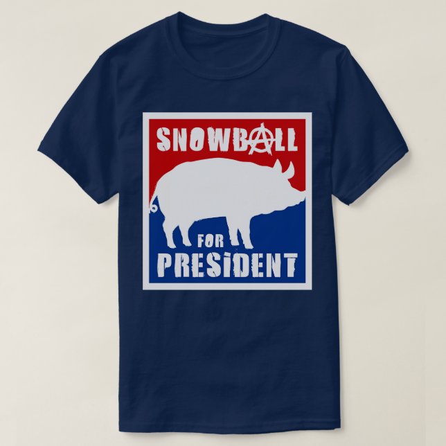 Camiseta Orwell Animal Fazenda Snowball para Presidente (Frente do Design)
