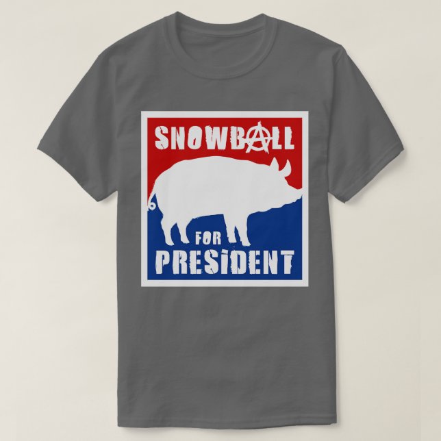 Camiseta Orwell Animal Fazenda Snowball para Presidente (Frente do Design)
