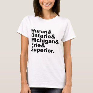 Camiseta Os 5 Grandes Lagos Huron Ontário Michigan Erie