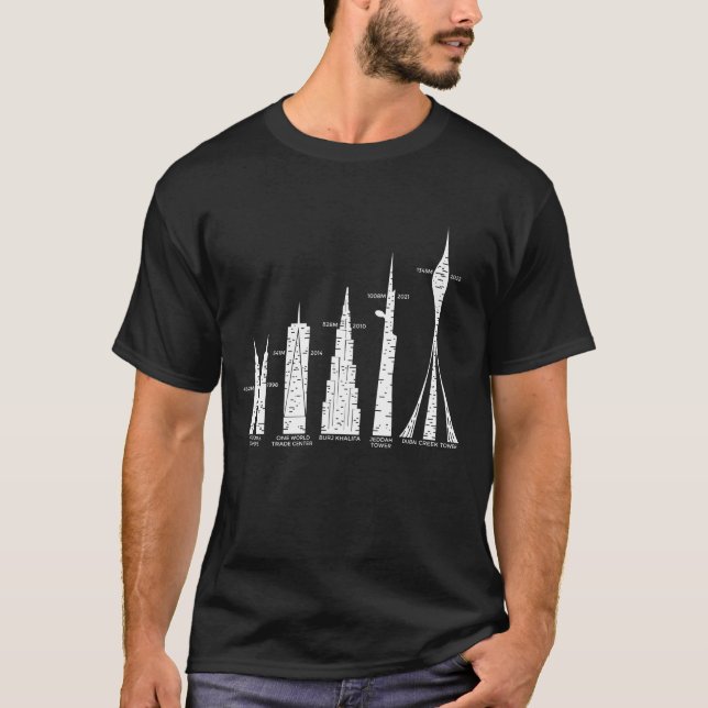 Camiseta os 7 maiores edifícios do mundo (Frente)