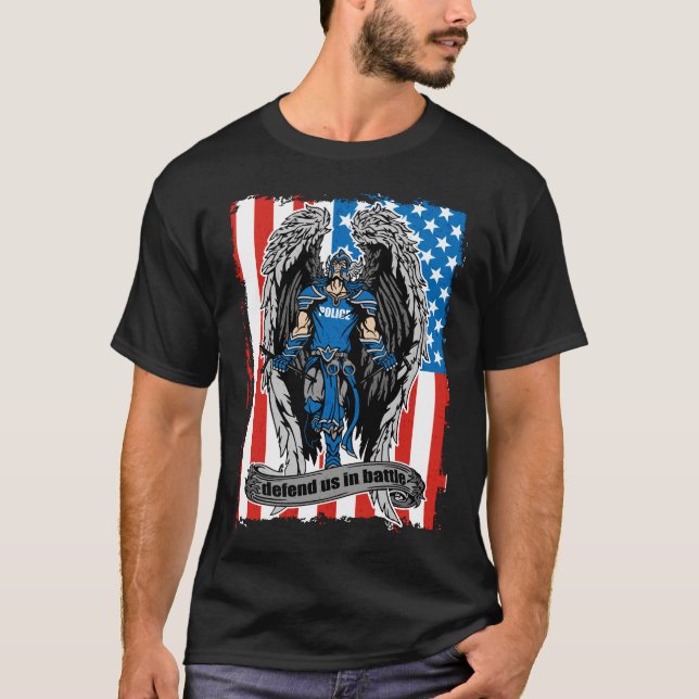 Camiseta Os agentes da polícia de St Michael defendem-nos (Frente)