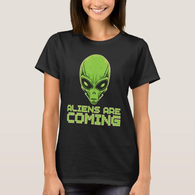 Camiseta Os Alienígenas Estão Chegando Cabeça de Alien Fest (Frente)