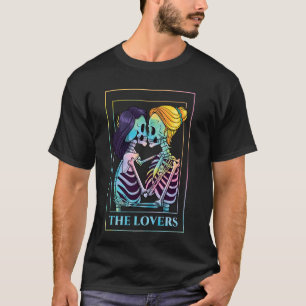 Camiseta Os Amantes Beijando Esqueletos Lésbicos Tarot Card
