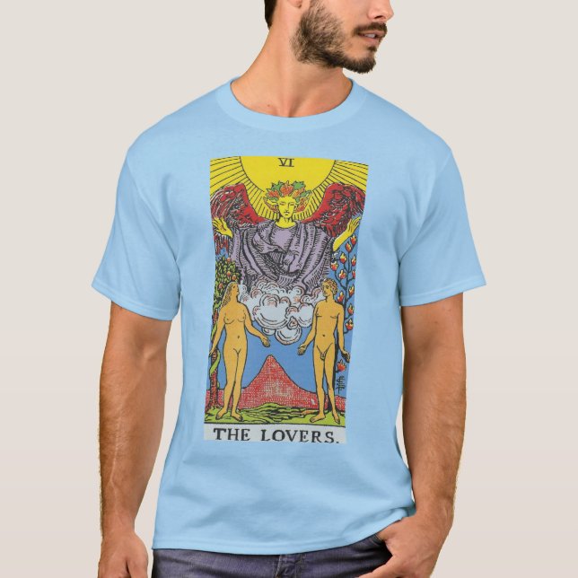 Camiseta Os Amantes Tarot Card Começam A Ler (Frente)