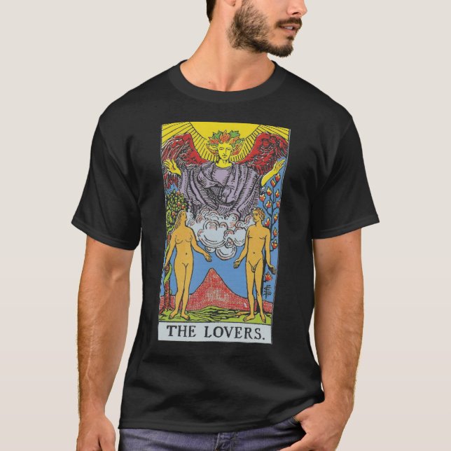 Camiseta Os Amantes Tarot Card Começam A Ler (Frente)