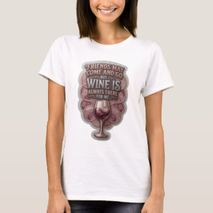 CAMISETA OS AMIGOS PODEM VIR E IR, MAS O VINHO ESTÁ SEMPRE