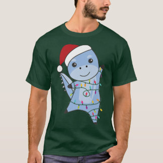 Camiseta Os Animais De Natal Do Natal Dino Luzes De Fada Di