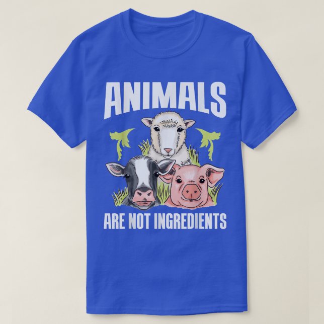 Camiseta Os Animais De Veganismo Não São Ingredientes Para  (Frente do Design)