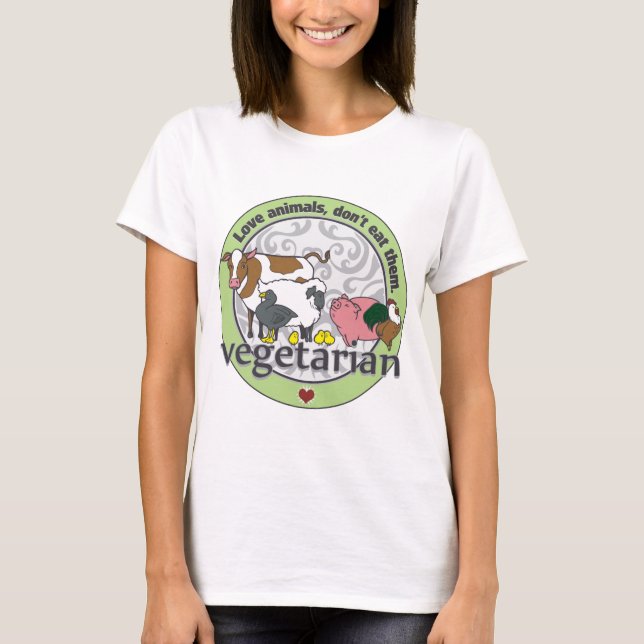 Camiseta Os animais do amor não os comem vegetariano (Frente)