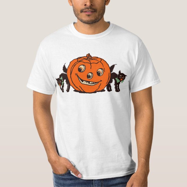 Camiseta os anos 40 o Dia das Bruxas Jack O'Lantern com o T (Frente)