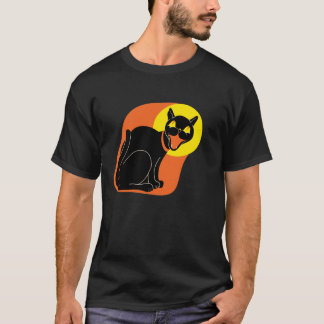 Camiseta os anos 50 gato e t-shirt da lua