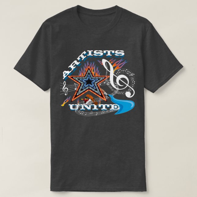 Camiseta Os artistas uniram a música (Frente do Design)