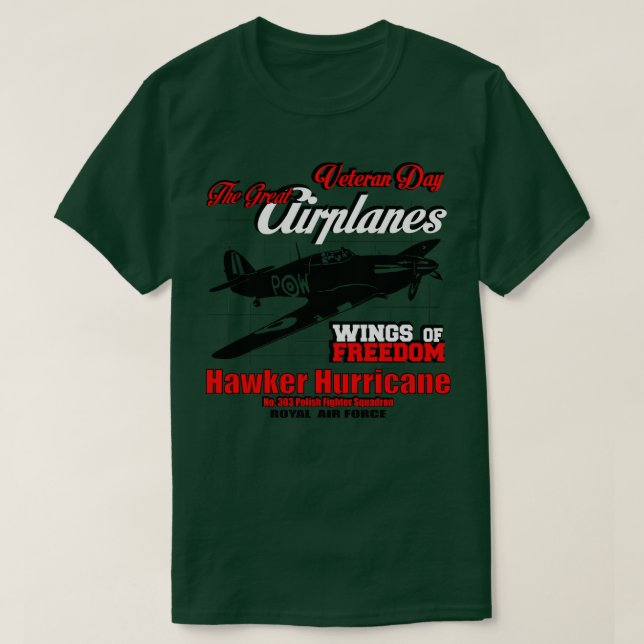Camiseta Os Aviões Excelentes Hawker Furacão 1 (Frente do Design)