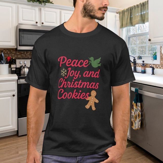 Camiseta Os biscoitos da alegria da paz de Natal citam verm (Criador carregado)