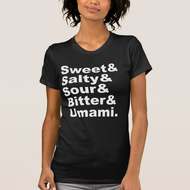 Camiseta Os Cinco Gostos | Amargo e Umami com sal doce (Frente)