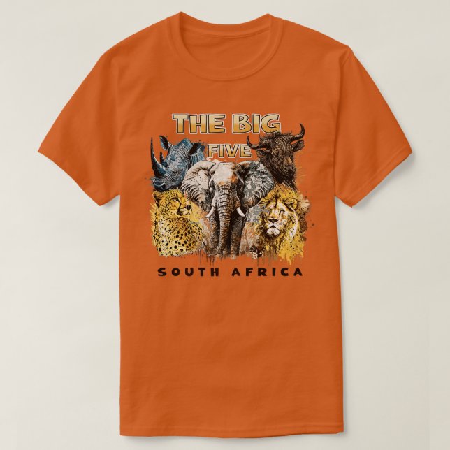 Camiseta Os cinco grandes animais sul-africanos Pr (Frente do Design)