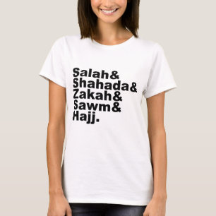 Camiseta Os Cinco Pilares do Islã Oração Muçulmana Fé