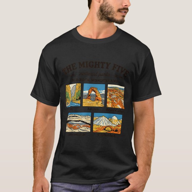Camiseta Os cinco poderosos parques nacionais de utah lembr (Frente)
