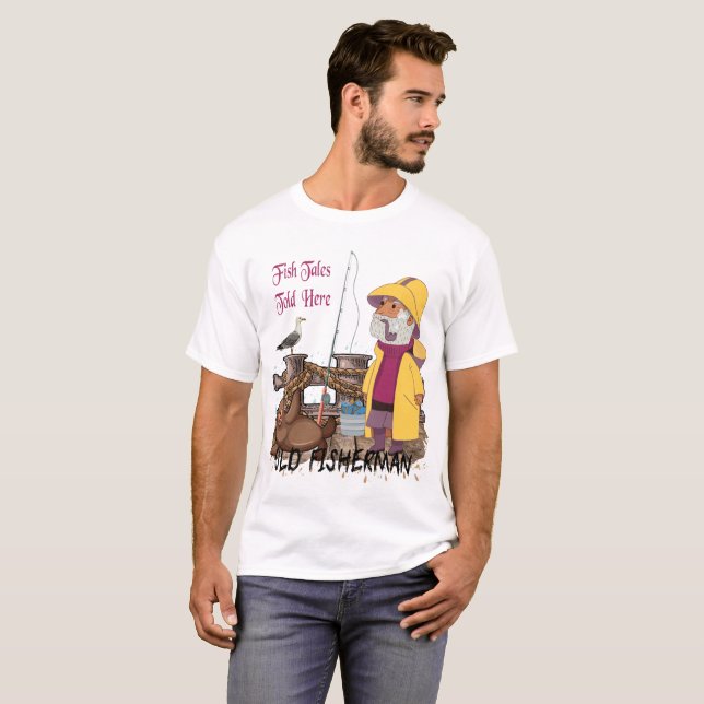 Camiseta Os contos dos peixes disseram aqui - o pescador (Frente Completa)