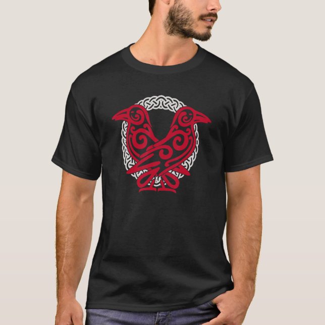 Camiseta Os Corvos de Odin Huginn & Muninn (Frente)