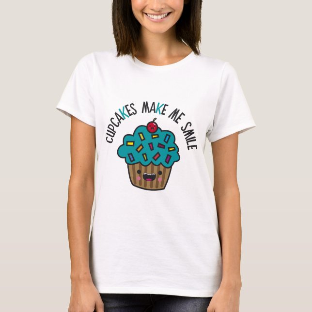 Camiseta Os cupcakes fazem-me sorrir (Frente)