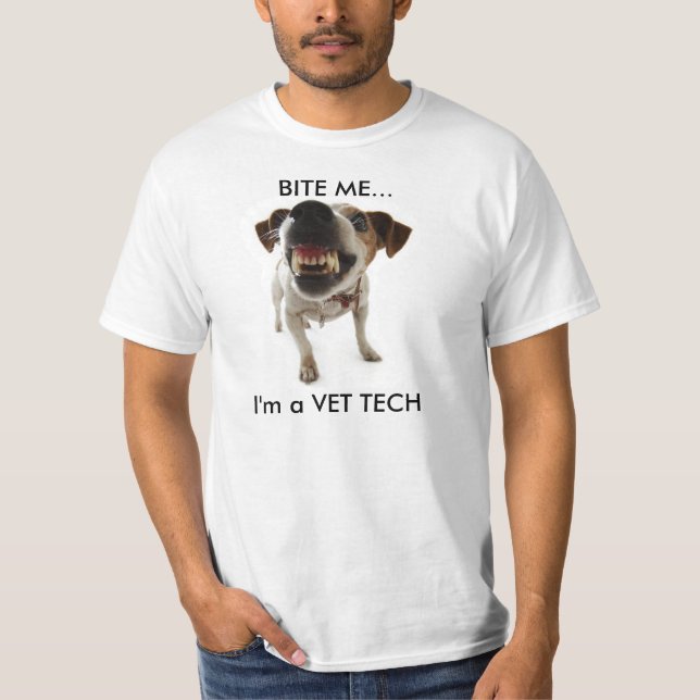 Camiseta os dentes de cão, MORDEM-ME…, mim são uma (Frente)