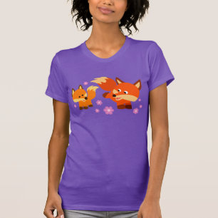 Camiseta Os desenhos animados brincalhão bonitos Foxes o