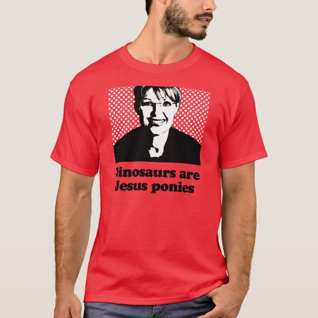 Camiseta Os dinossauros são pôneis de Jesus (Frente)