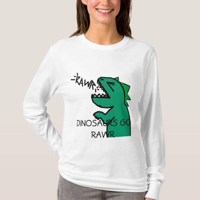 Camiseta OS DINOSSAUROS VÃO luva do hoodie das meninas de (Frente)