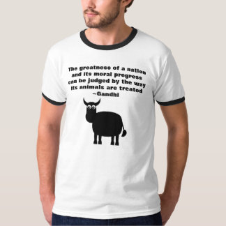 Camiseta Os direitos dos animais de Gandhi citam Bull preta