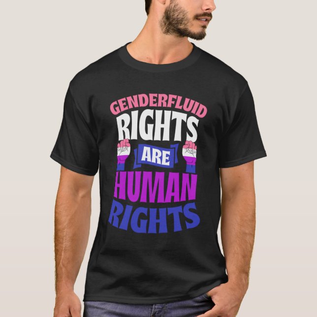 Camiseta Os Direitos Dos Genderfluidos São Os Direitos Huma (Frente)