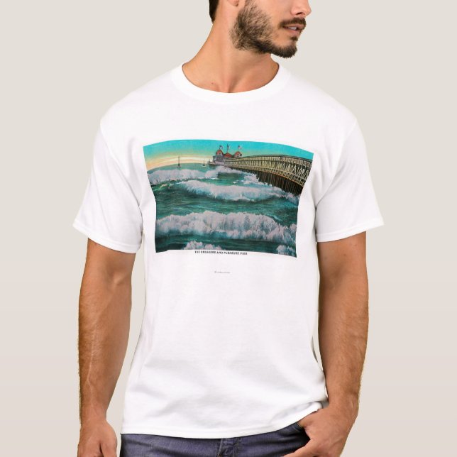 Camiseta Os disjuntores e a praia de PierLong do prazer, CA (Frente)