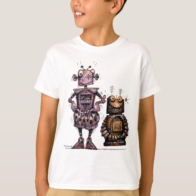 Camiseta Os dois robôs do miúdo engraçado (Frente)