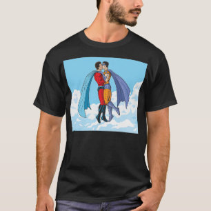 Camiseta Os dois super-heróis de Slipperyjoe beijando perso