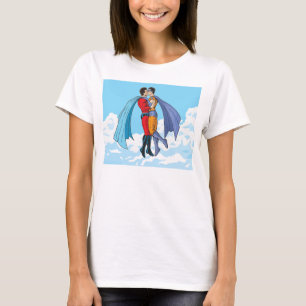 Camiseta Os dois super-heróis de Slipperyjoe beijando perso