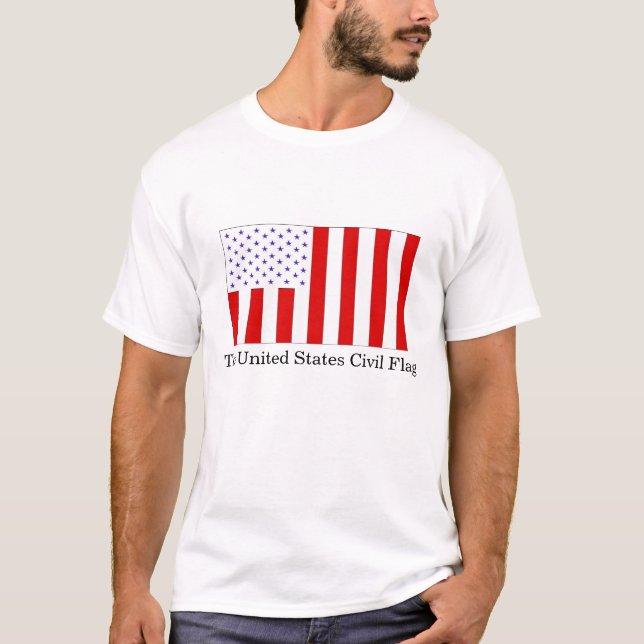 Camiseta Os Estados Unidos civis & bandeiras militares (Frente)