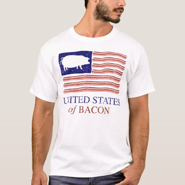 Camiseta Os Estados Unidos do t-shirt afligido bacon (Frente)