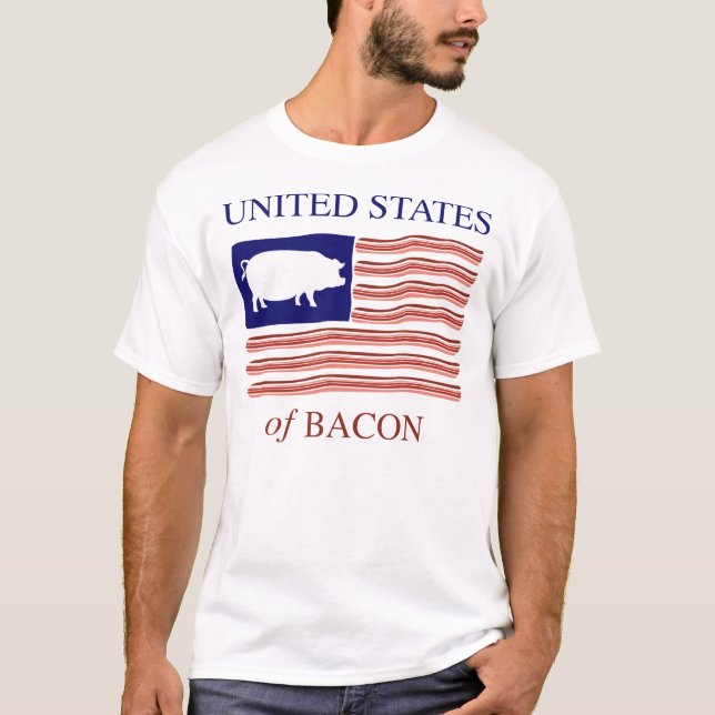 Camiseta Os Estados Unidos do t-shirt do bacon (Frente)