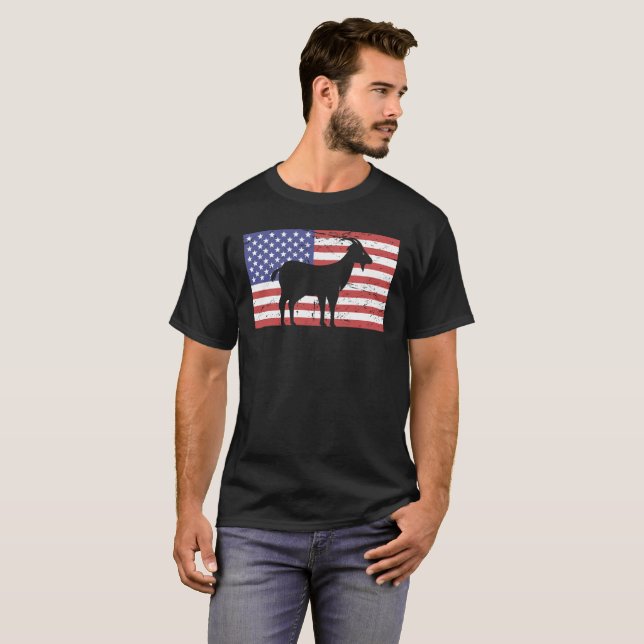 Camiseta Os Estados Unidos embandeiram & cabra (Frente Completa)