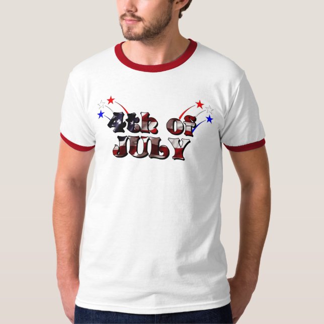 Camiseta Os EUA comemoram os 4ns - fogos-de-artifício (Frente)