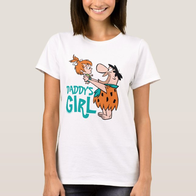 Camiseta Os Flintstones | Fred & Pebbles - Garota Pai (Frente)